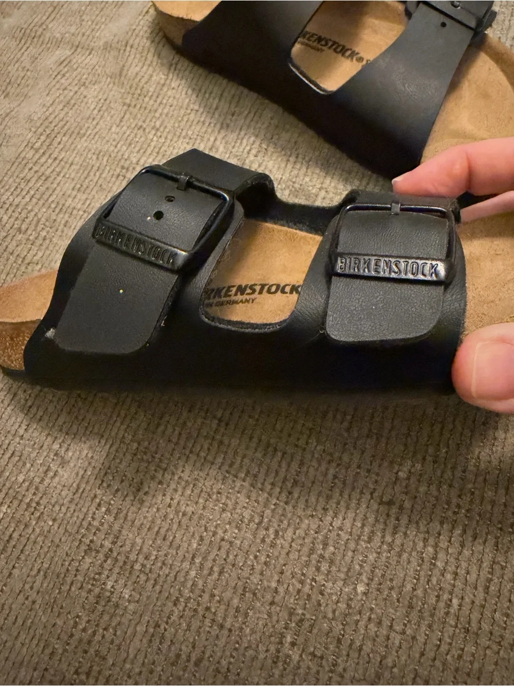 Birkenstock Kids Black Two-Strap Slide Sandals